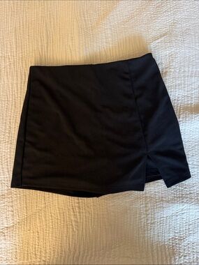 Black Women's Mini Skort with Front Slit
